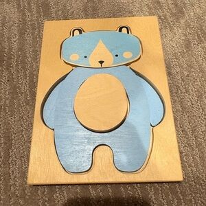 The Manhattan Toy Company Wooden Bear Puzzle for Kids - Blue
